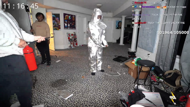 Kai suffocates himself with a fire extinguisher