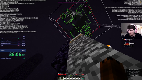 Streamer perfectly matches his own minecraft PB