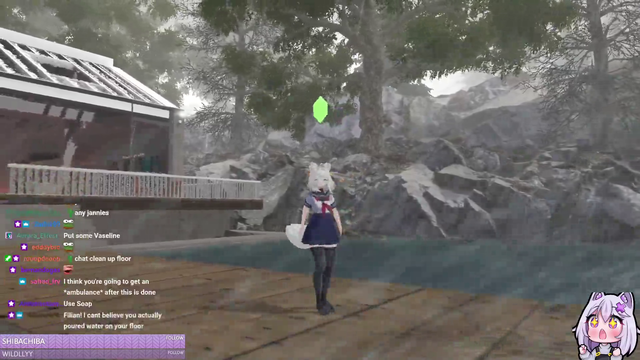 Filian tried to slide in VR by putting water in her floor