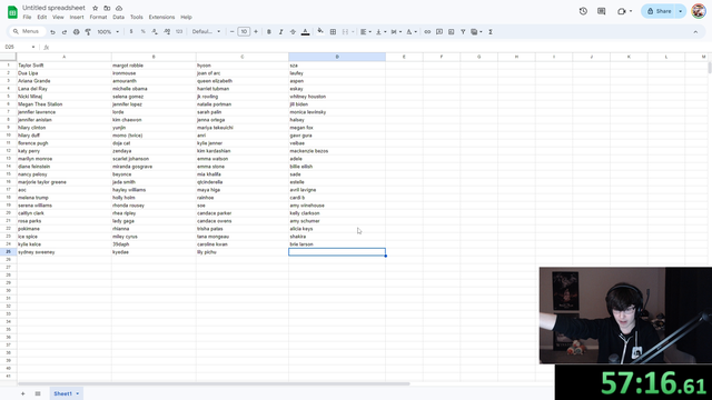 supertf names 100 women very quickly