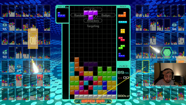 Triggered Waffle playing Tetris 99