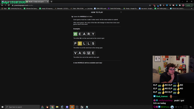 Seconds after learning what Wordle is, Simply(AKA: poop guy) masters the game