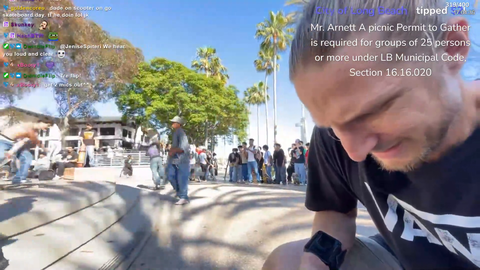"City of Long Beach" uses TTS to contact streamer about a required permit for unofficial skate day event.