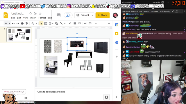 Minx picks the furniture for Hasan's new house