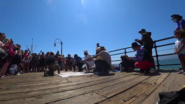 Joey smurfing on the pier