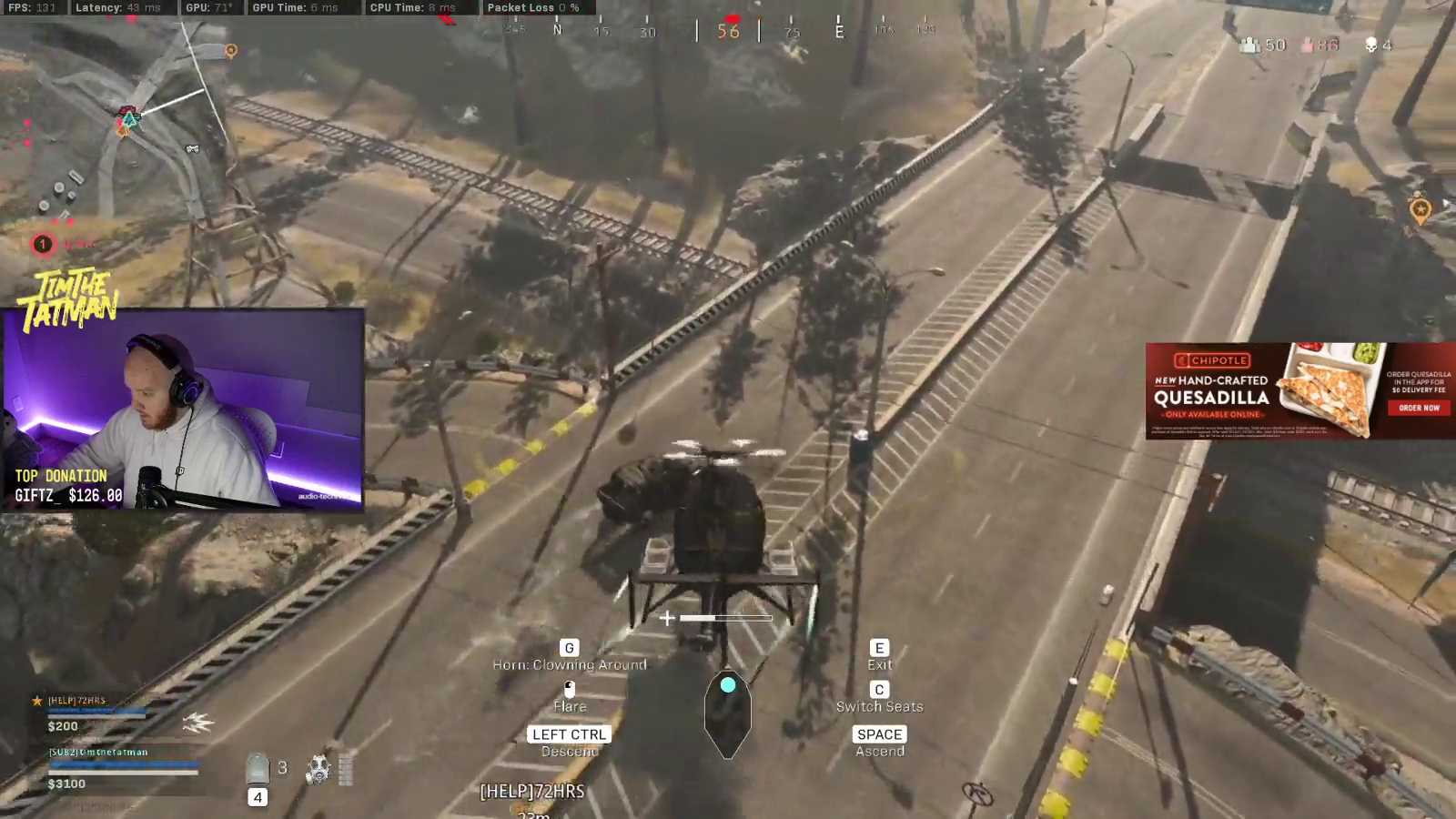 Tim Hailmarys a helicopter for a team wipe..