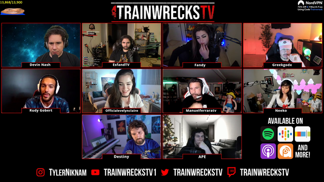 Evelyn Claire can't stop laughing at chat during Trainwrecks' podcast