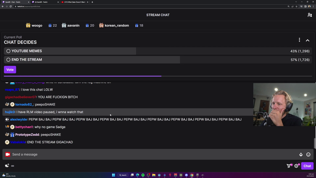 Chat ends Quin69's stream LOLW