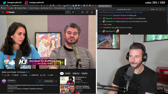 Ethan Klein (h3h3) used to promote Draft Kings (gambling/sports betting) on his podcast