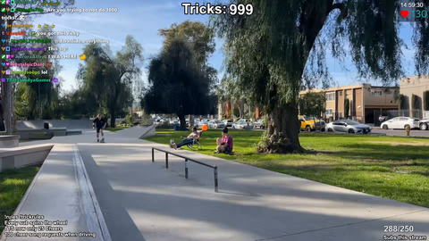 Ricky Glaser Finishes 1000 Unique Skate Tricks Stream Challenge in 8 Days with a Darkslide