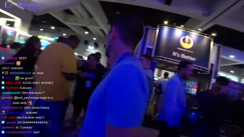 Asian Andy borrowed Axiun's badge to sneak into Twitchcon