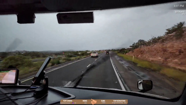 Hitch - Lateral wind lifts hitchhiked semi-truck and trailer