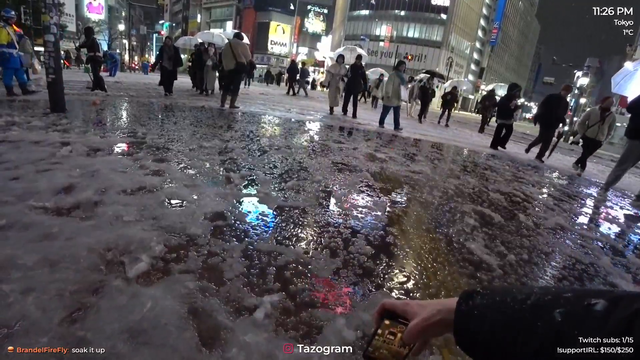 Snow puddle chaos at Shibuya Scramble Crossing