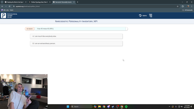 xQc Takes a Narcissistic Personality Test