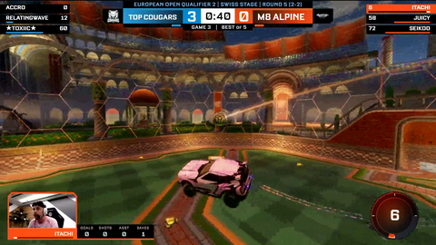 Pro Rocket League player hits a Once In A Lifetime goal..