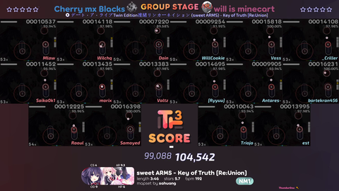 16 players worked together to draw a key during an osu! tournament match