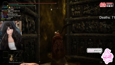 Emiru takes a sip before Elden Ring boss