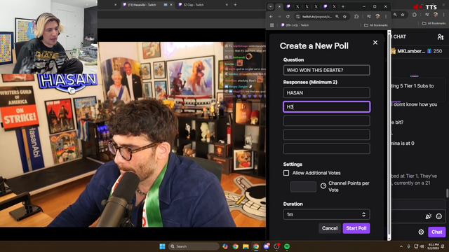 XQC's chat decides on the winner of the debate