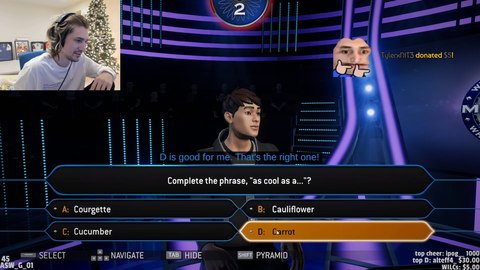 xQc loses round 1 of Who Wants to be a Millionaire