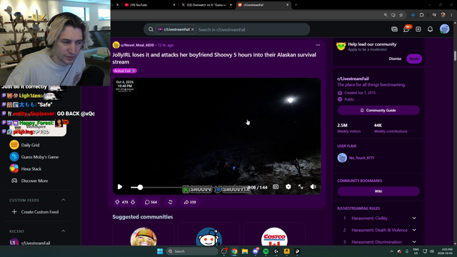 xQc makes fun of Shoovy after he got attacked by JollyIRL "Chat what should I do chat"