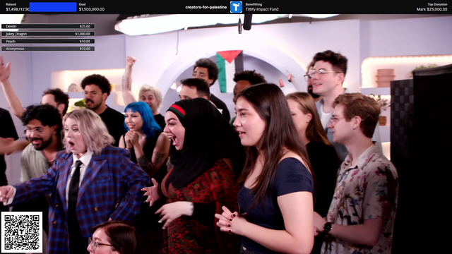 Creators for Palestine hit 1.5 Million dollars raised (Warning: loud)