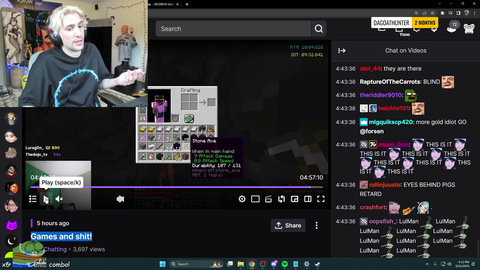 xQc accuses forsen of cheating in minecraft