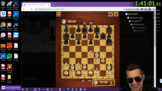 Kitboga playing chess with scammer
