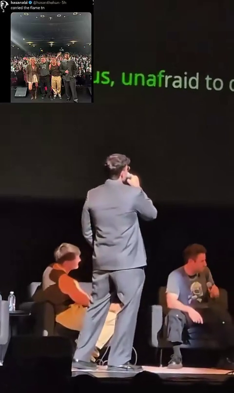 Hasan sings “We Are Charlie Kirk” at the Fear& live tour