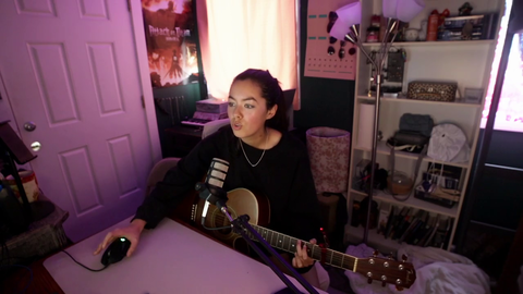 Girl's little brother interrupts her while she's singing