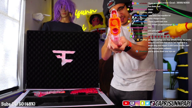 Streamer Shoots Self, with Nerf Gun