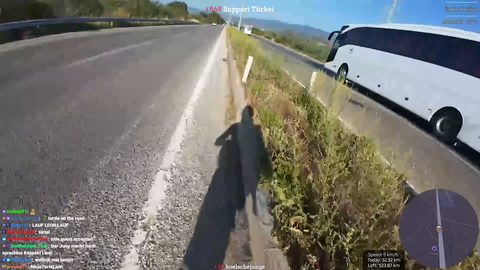 Streamer rescues tortoise from highway, while walking 1000 km across Turkey.