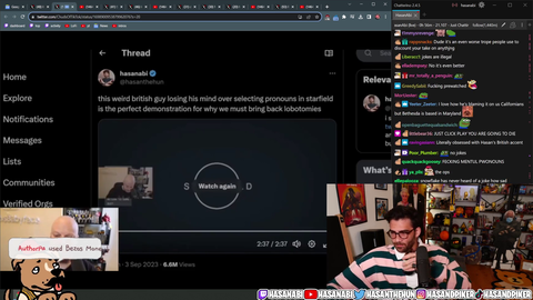 Hasan sees the clip the Starfield Pronouns guy used to introduce him