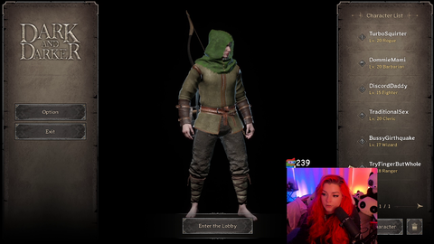After 18 hours of Dark and Darker, streamer accidentally deletes one of her characters instead of exiting the game