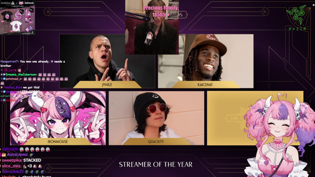 The Five Nominees of the Streamer of the Year of QT's awards show