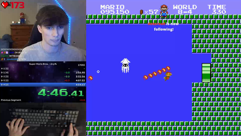 Niftski breaks the Super Mario Bros. WR with a 4:54:565 on Day 14 of runs