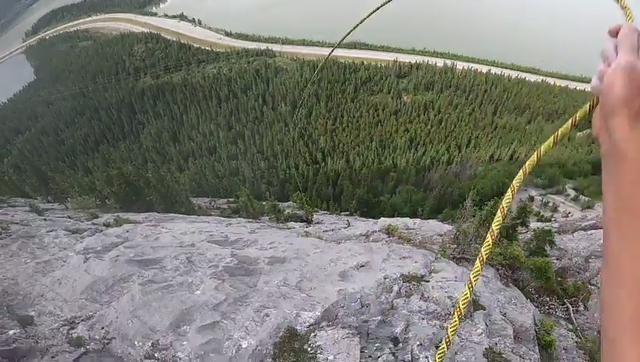Rock climber almost falls down the mountain