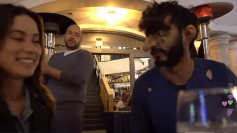 Ice takes all the food he can take before getting kicked out
