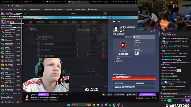 Jynxzi asks Arky, Yugi and Jason to join an R6 tournament and crashes out when they play too well against a team he was cheering for