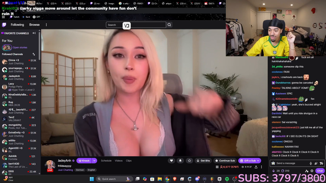 Arky checks Jadey's stream