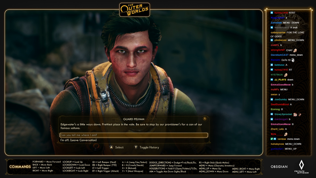 Chat instantly kills the first npc in The Outer Worlds