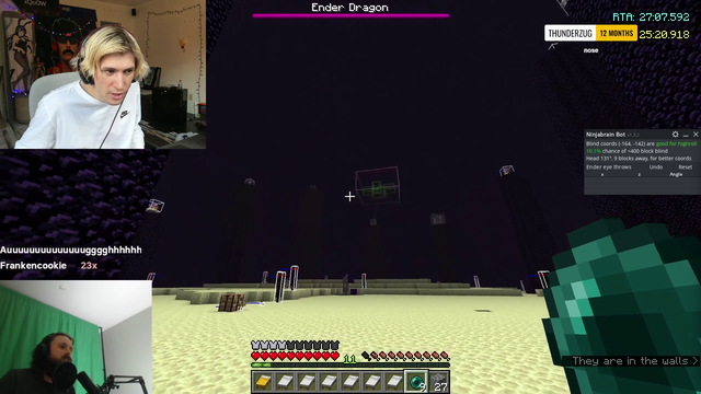 xQc reacts to Forsen fighting the Ender Dragon