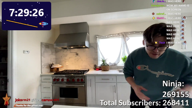 Ludwig running back to his setup before he breaks the record