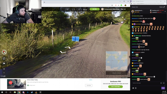 Trainwrecks comes across a car crash on GeoGuessr