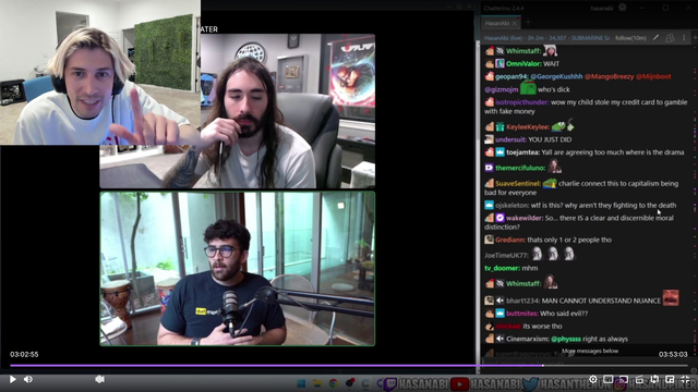 xQc says that the only reason why Hasan and Pokimane are talking shit is because they are scared that Kick might succeed and they will only have their "Morals and Ethics" when Twitch shuts down