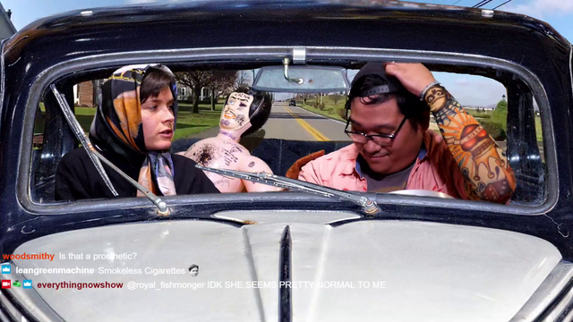 Streamer uses a green-screen to simulate being an uber driver