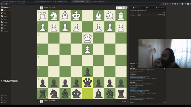 Sliker boosting his chess rank on stream