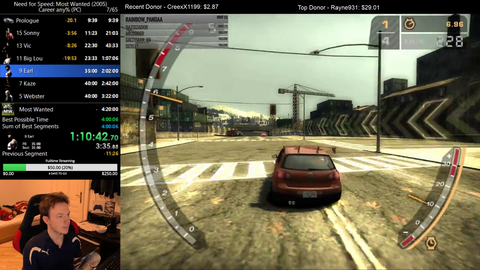 NFS Most Wanted Speedrunner finishes a race.