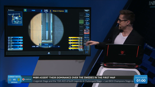 Machine tries to get the camera back on the analyst