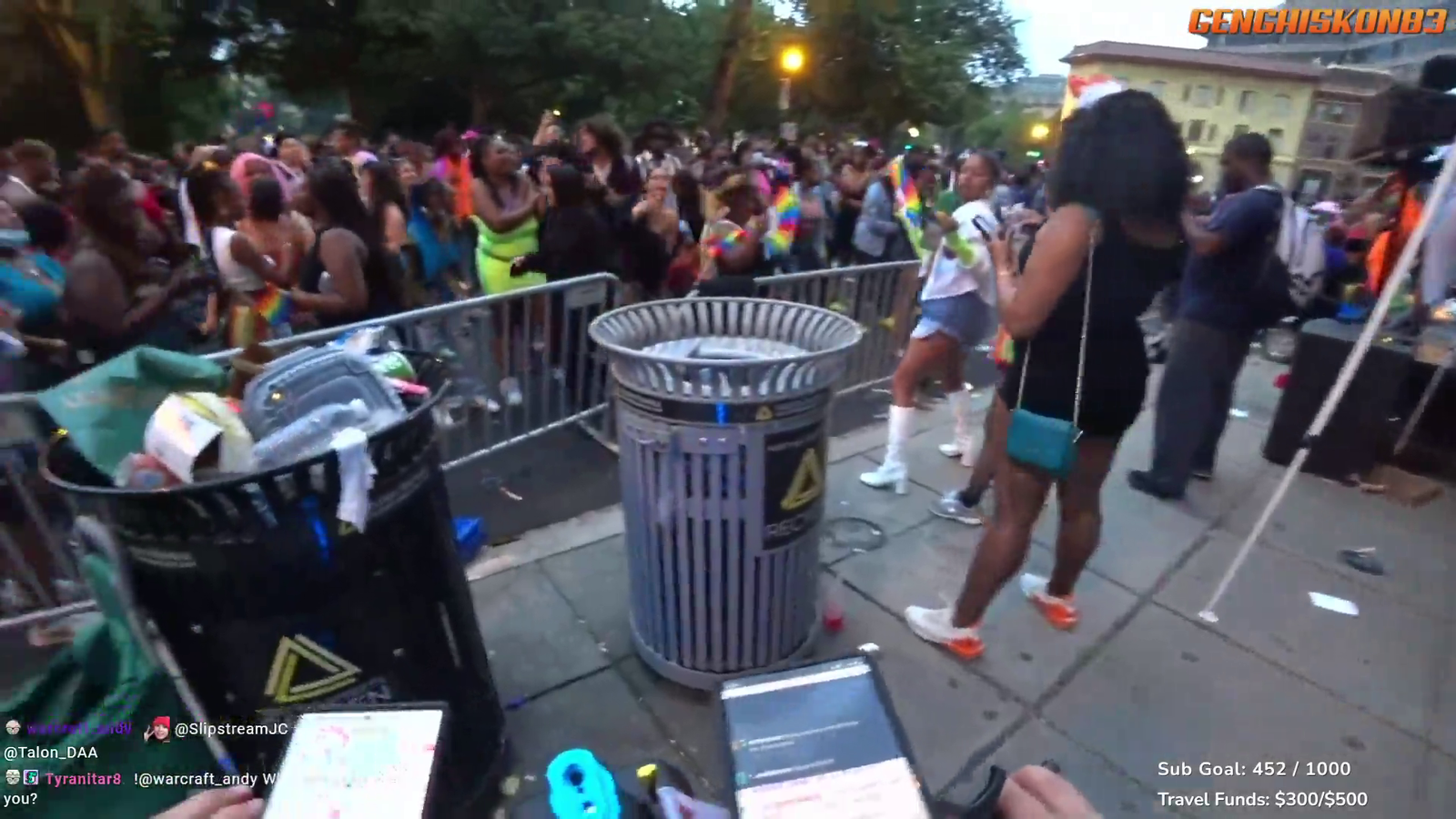 A fight breaks out at a gay pride parade IRL stream and panic ensues.