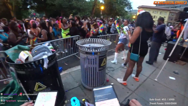 A fight breaks out at a gay pride parade IRL stream and panic ensues.